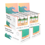 Magic Mind Original shot bottles in a wave-patterned 60-count retail display box.